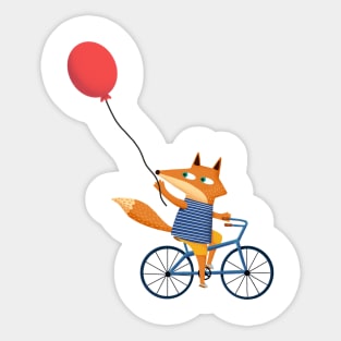 wolf on bike Sticker